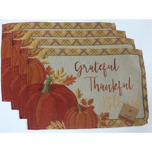 COPY - Set of 4 Grateful Thankful Fall Autumn Pumpkins Tapestry Placemats 13 x …